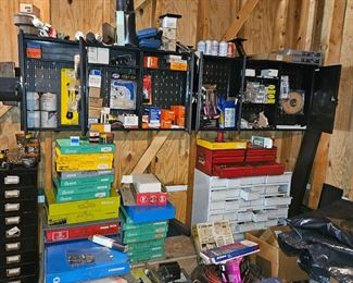 Metal boxes filled with hardware