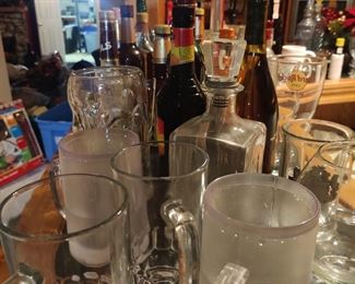 Various bar mugs and Spirits.