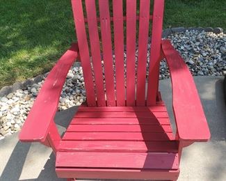 (1) of (2) Red patio chairs