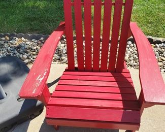 (2) of (2) Red patio chairs