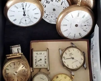 Numerous pocket watches and watches...