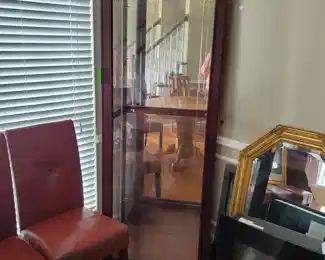 7' curio, approx 2' x 16" deep