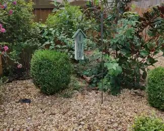 Shepherds hook and birdhouse