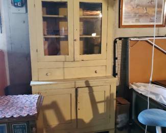 Vintage 7' tall wood china cabinet
