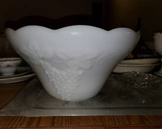Milk glass punch bowl