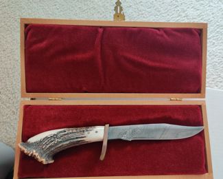 Twelve inch Horn handle knife, 7" blade, masterfully crafted by Ray Johnson....