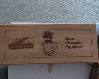 Housed in a velvet lined wood box with clasp.