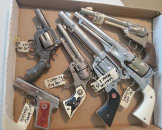 Ruf Rider 'toy' pistol-Hubley 'toy' colt .45 cal/Texan Jr. Vintage 'toy' cap gun/Vintage Champ 'toy' gun/Vintage cast iron Cap gun 50 shot/Stallion Mark II 45 'toy' gun/