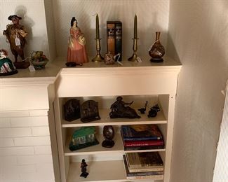 Living Room 
Vintage doorstops
Ladies home journals-30’s
Art books
Bronze statue 
Satsuma vase
Brass candlesticks 