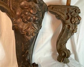  007 Antique Baby Grand Piano Legs Corbels Salvage, Pair