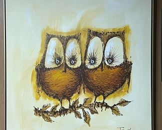  011 Large Owl Painting Titled Just Friends By Travis