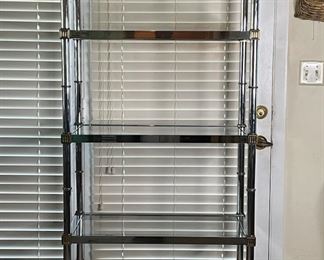 1970s Brass And Chrome Five Glass Shelf Etagere