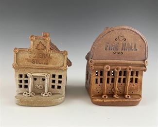 1989 Windy Meadows Pottery General Store  Fire Hall, Signed