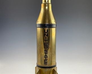 Mid Century Musical Brass Rocket Decanter