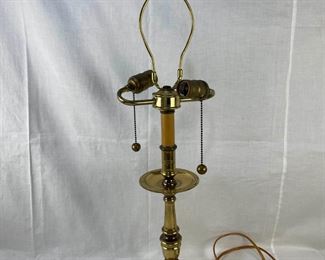 Vintage Brass Candlestick Table Lamp With Dual Lights