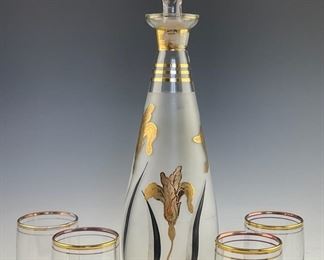 Vintage Decanter And Four Glass Set