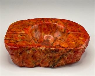 Vintage Genuine Alabaster Hand Carved Ashtray, Italy