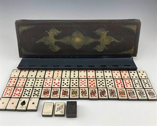 Vintage Mahjong Tiles With Playing Card Pattern, Rare