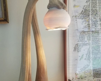 Vintage Stoneware Calla Lily Lamp by Doug Blum, best known for wheel-thrown stoneware and porcelain 