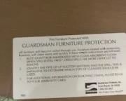 Arm chair upholstery has Guardsman Furniture protection
