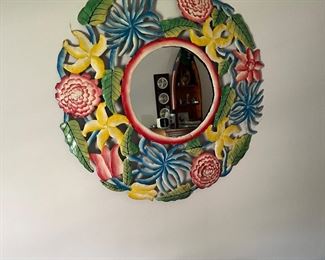 Hand-painted metal frame mirror