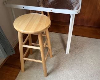 Patio table; sturdy stool