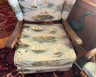 Seashore print arm chair