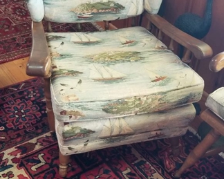 Seashore print arm chair