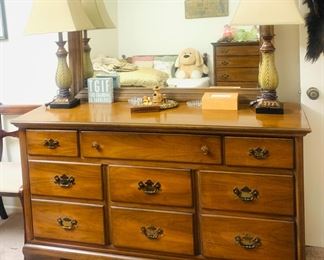 Coordinating Vintage Long Dresser w/ Mirror