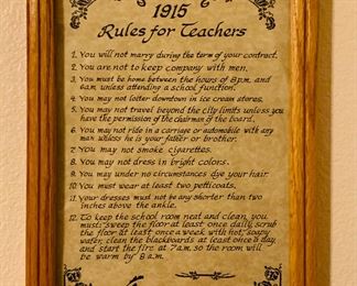 Misc. Decor - 1915 Rules for Teachers