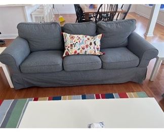 Sofa, loveseat & chair all have white slipcovers!