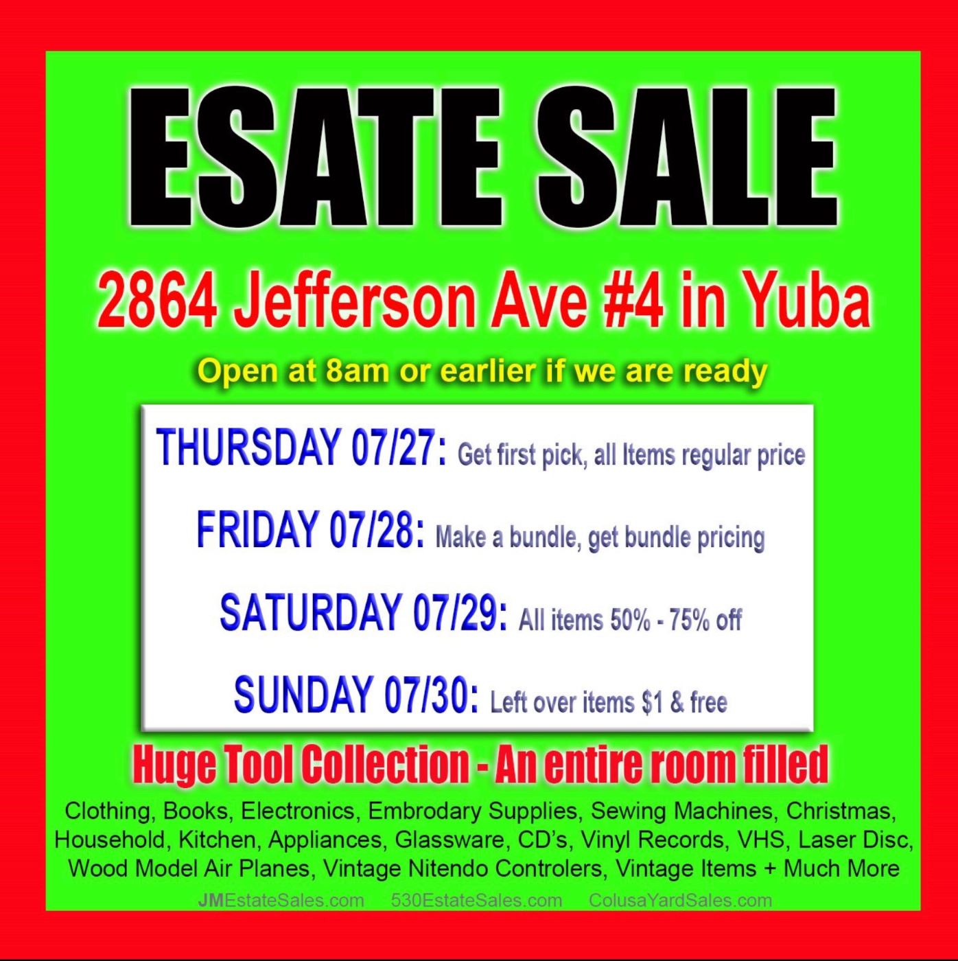 Tools & Kitchen Appliances in Yuba City, CA starts on 7/28/2023