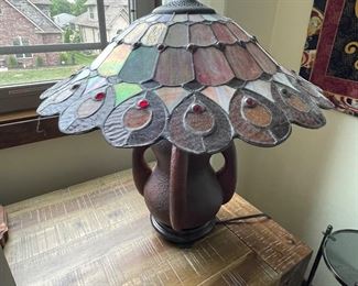 Tiffany style lamp, peacock shade