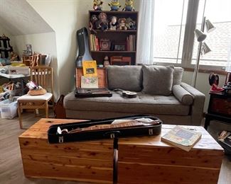 Cedar chest and one arm sofa