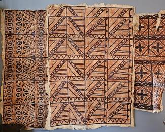 Vintage painted Tapa cloths.