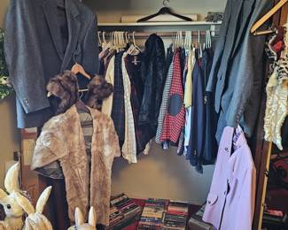 Vintage women's clothing. 
Purses, hats & other accessories.