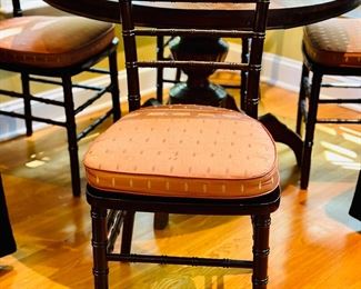 Chiavari Chairs with custom upholstered cushions.  8 available.  Sold in sets of 4.