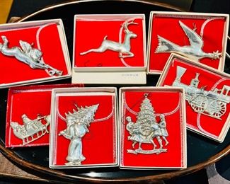 Vintage Gorham Silver Christmas Ornaments 