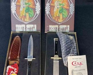 2 Vintage 1880s Style Case Boot Hunter Knives With Sheaths