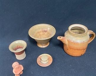 Clay Coffee And Tea Set With Companion Figurine