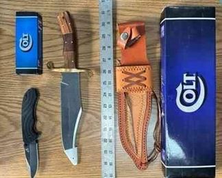 Colt CT410 Knife With Leather Sheath CT671 Pocket Knife