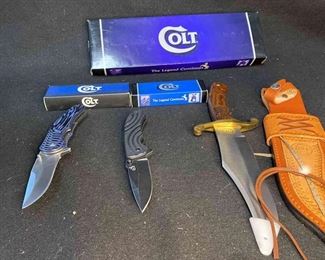 Colt Limited Edition Bowie Knife CT410 With Sheath Colt 671 Pocket Knife Colt CT 735 Pocket Knife
