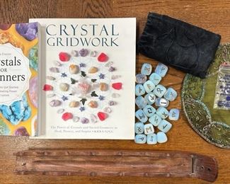 Opalescent Glass Runes Set Genuine Stones Crystal Gridwork Book By Kiera Fogg and More
