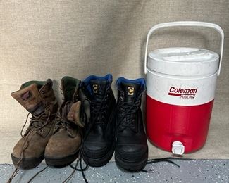 Red Wings Boots Size 9 Chinook Boots Size 11 And Coleman Beverage Cooler