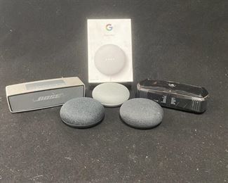 Speaker Collection Including Google Nest and Mini Bose Speaker