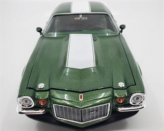 Lot 006-MT: Die-cast 1970 Chevy Camaro

Features:
•	#0674


Manufacturer: ERTL
Mfg. Year: 2016
Scale: N/A
Country of Origin: China
Color: Green and white
Material: Diecast Metal with some plastic parts
Condition: Good Pre-owned; No box.
