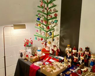 Feather tree is for display only (sorry) Nutcrackers, shiny brite ornaments