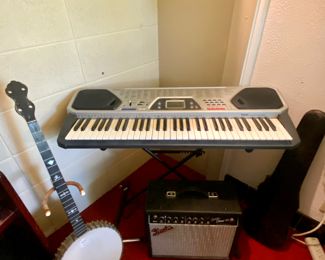 Keyboard and Fender amplifier 