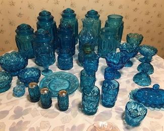 L.E. Smith Moon and Stars Cobalt Blue Glassware