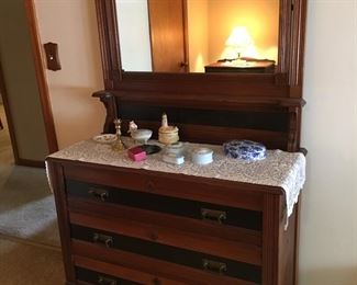 Walnut Victorian Chest with Tilting Mirror